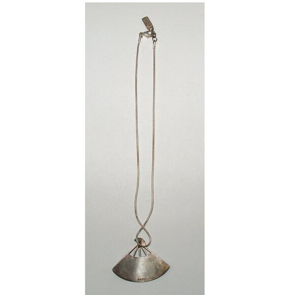 Foxy - Silver Toned Necklace with Enamel Fan Pendant - Picture 9 of 12